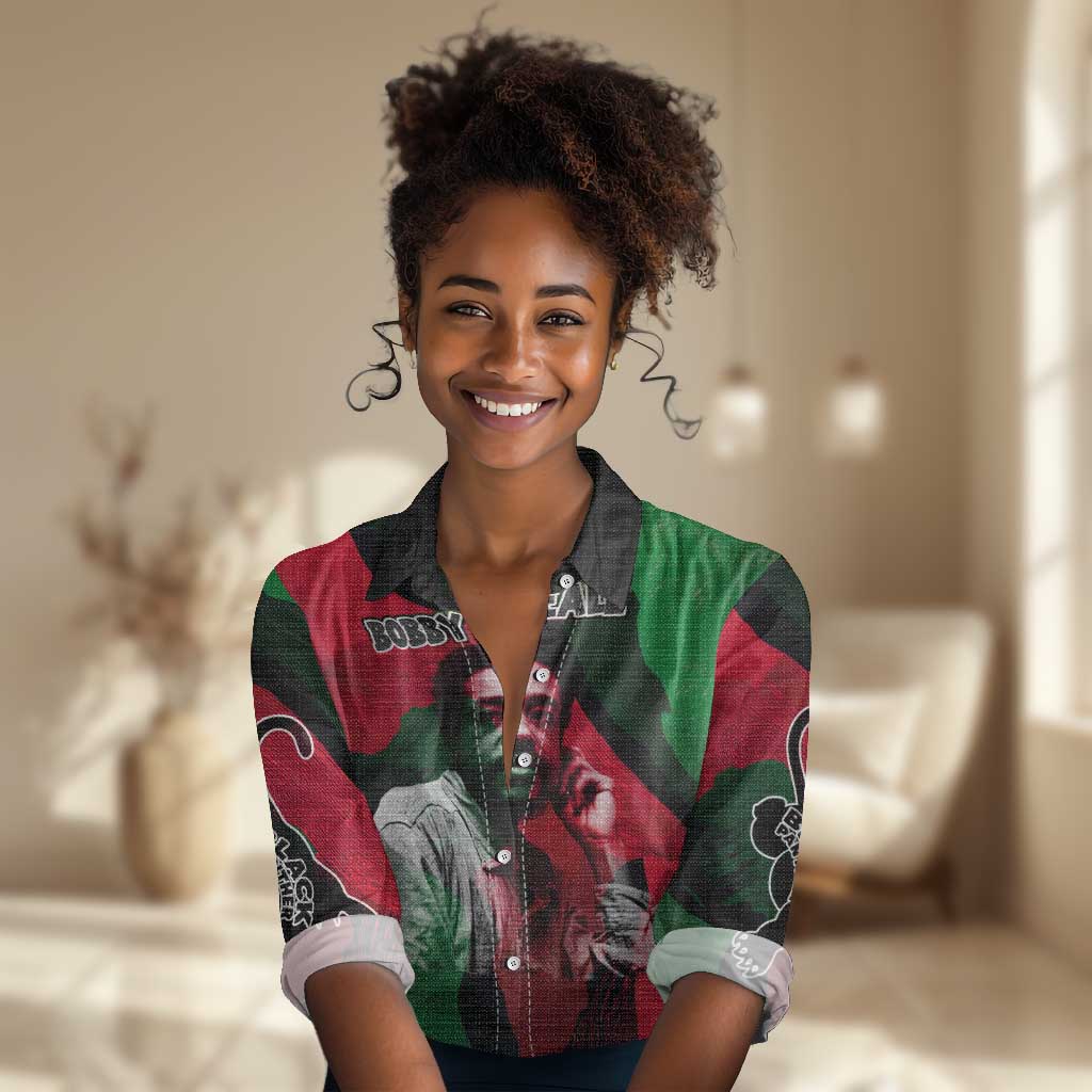 Bobby Seale Women Casual Shirt Black Panther Logo Revolutionary Civil Rights Movement Tribute - African Pride