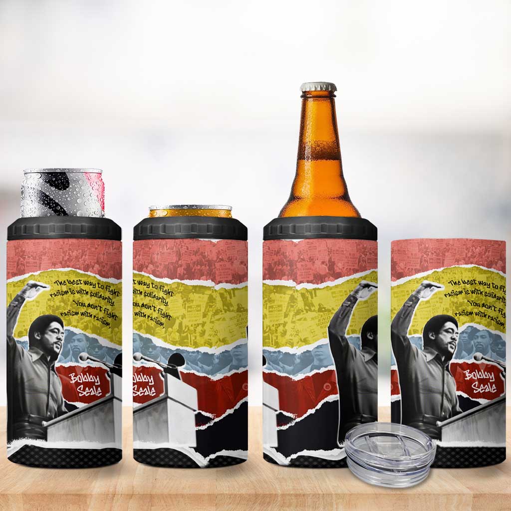 Bobby Seale 4 in 1 Can Cooler Tumbler Torn Paper Collage Design Solidarity Quote Powerful Speech Artwork Civil Rights - African Pride