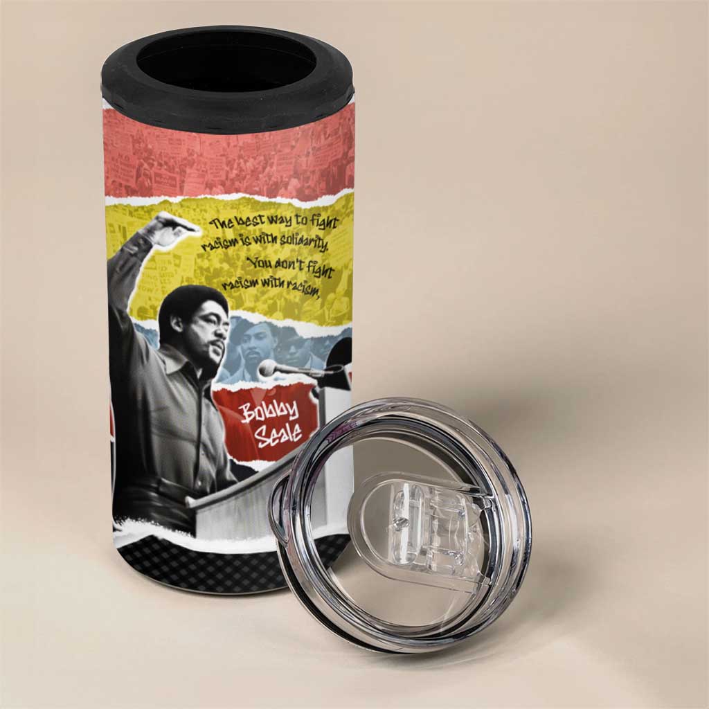 Bobby Seale 4 in 1 Can Cooler Tumbler Torn Paper Collage Design Solidarity Quote Powerful Speech Artwork Civil Rights - African Pride