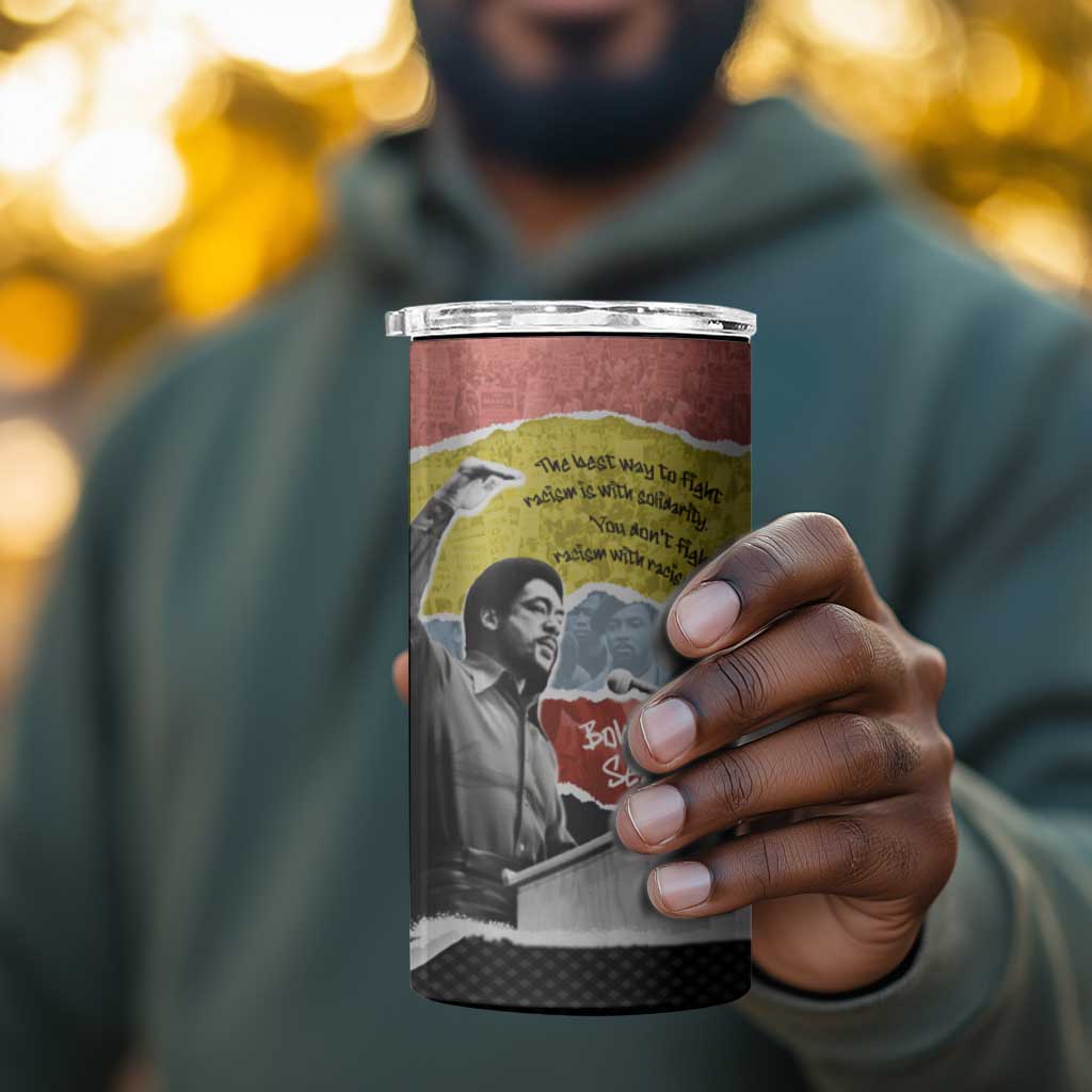 Bobby Seale 4 in 1 Can Cooler Tumbler Torn Paper Collage Design Solidarity Quote Powerful Speech Artwork Civil Rights - African Pride