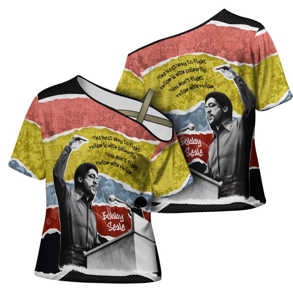 Bobby Seale Cross Shoulder Shirt Torn Paper Collage Design Solidarity Quote Powerful Speech Artwork Civil Rights - African Pride