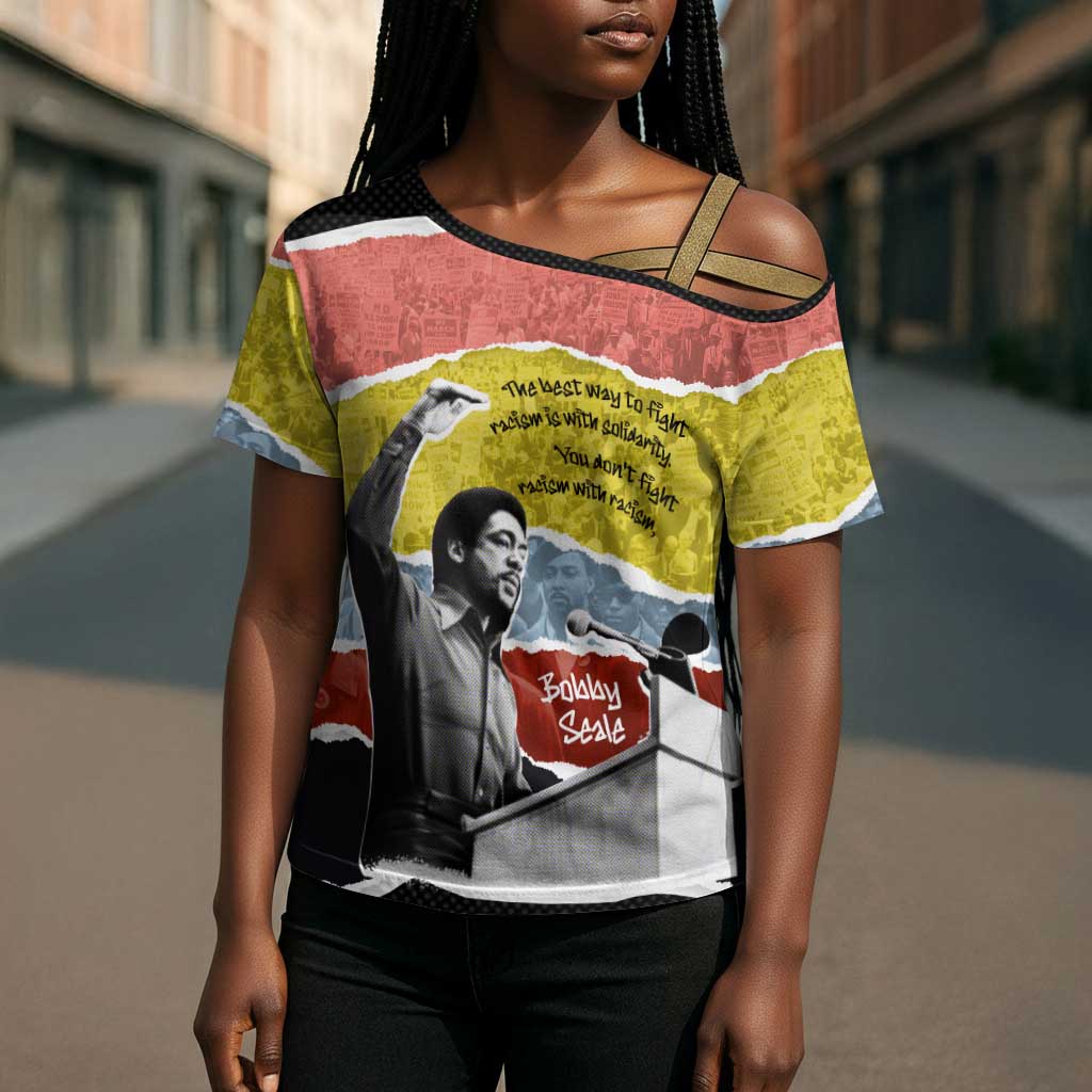 Bobby Seale Cross Shoulder Shirt Torn Paper Collage Design Solidarity Quote Powerful Speech Artwork Civil Rights - African Pride