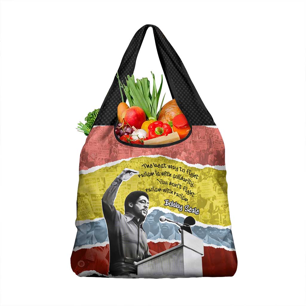 Bobby Seale Grocery Bag Torn Paper Collage Design Solidarity Quote Powerful Speech Artwork Civil Rights - African Pride