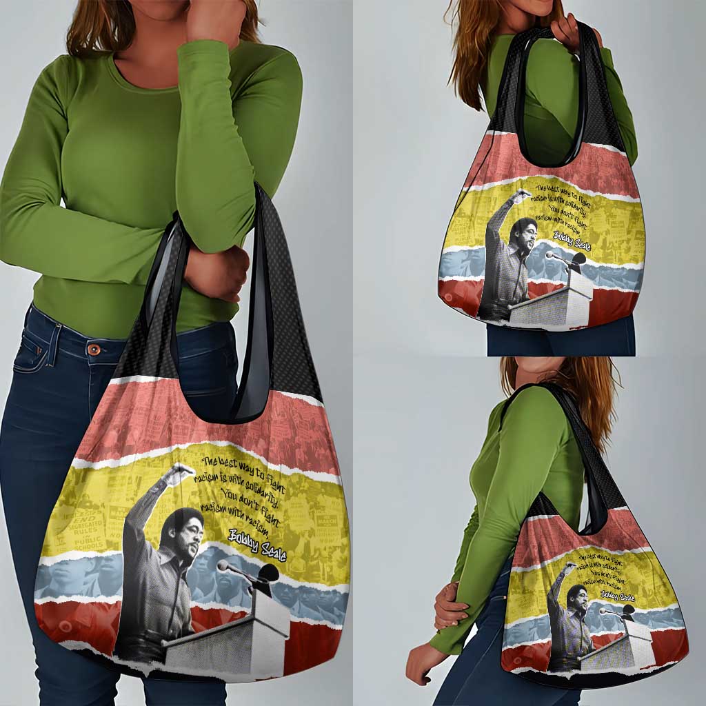 Bobby Seale Grocery Bag Torn Paper Collage Design Solidarity Quote Powerful Speech Artwork Civil Rights - African Pride