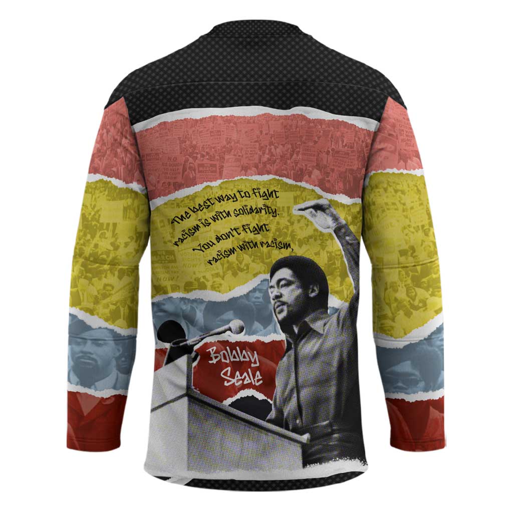 Bobby Seale Hockey Jersey Torn Paper Collage Design Solidarity Quote Powerful Speech Artwork Civil Rights - African Pride