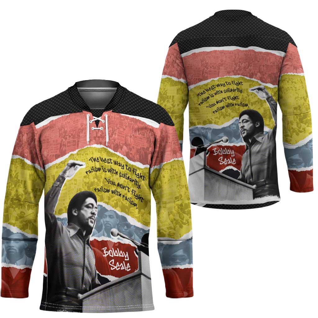 Bobby Seale Hockey Jersey Torn Paper Collage Design Solidarity Quote Powerful Speech Artwork Civil Rights - African Pride
