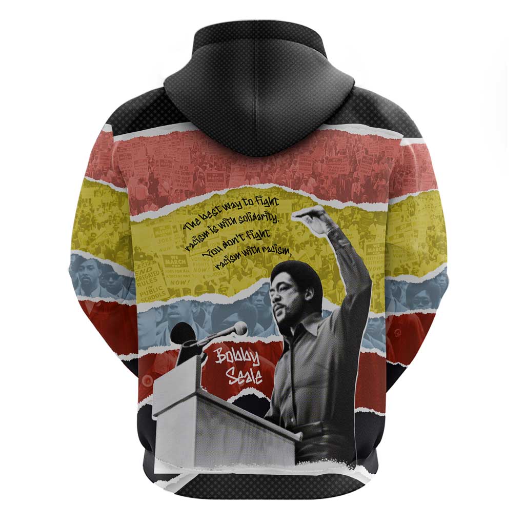 Bobby Seale Hoodie Torn Paper Collage Design Solidarity Quote Powerful Speech Artwork Civil Rights - African Pride