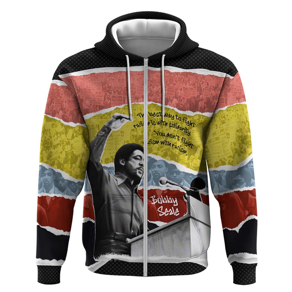 Bobby Seale Hoodie Torn Paper Collage Design Solidarity Quote Powerful Speech Artwork Civil Rights - African Pride