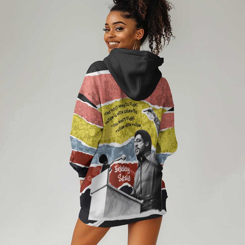 Bobby Seale Hoodie Dress Torn Paper Collage Design Solidarity Quote Powerful Speech Artwork Civil Rights - African Pride