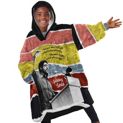 Bobby Seale Kid Wearable Blanket Hoodie Torn Paper Collage Design Solidarity Quote Powerful Speech Artwork Civil Rights - African Pride