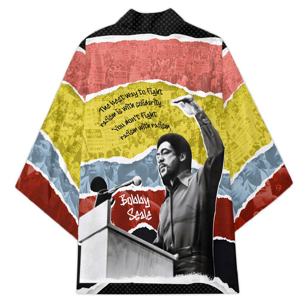 Bobby Seale Kimono Torn Paper Collage Design Solidarity Quote Powerful Speech Artwork Civil Rights - African Pride