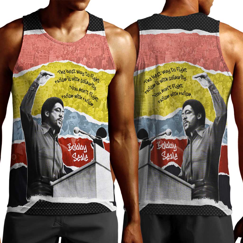 Bobby Seale Men Tank Top Torn Paper Collage Design Solidarity Quote Powerful Speech Artwork Civil Rights - African Pride