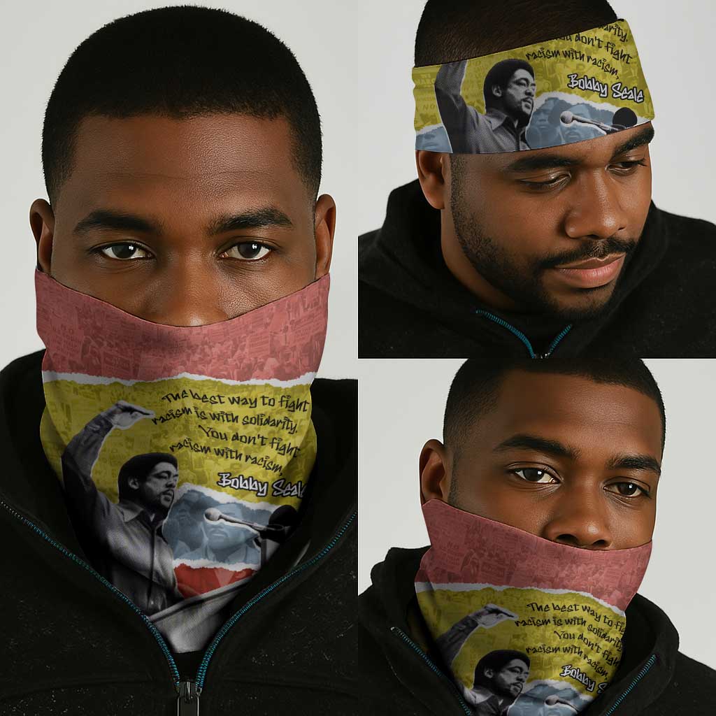 Bobby Seale Neck Gaiter Torn Paper Collage Design Solidarity Quote Powerful Speech Artwork Civil Rights - African Pride