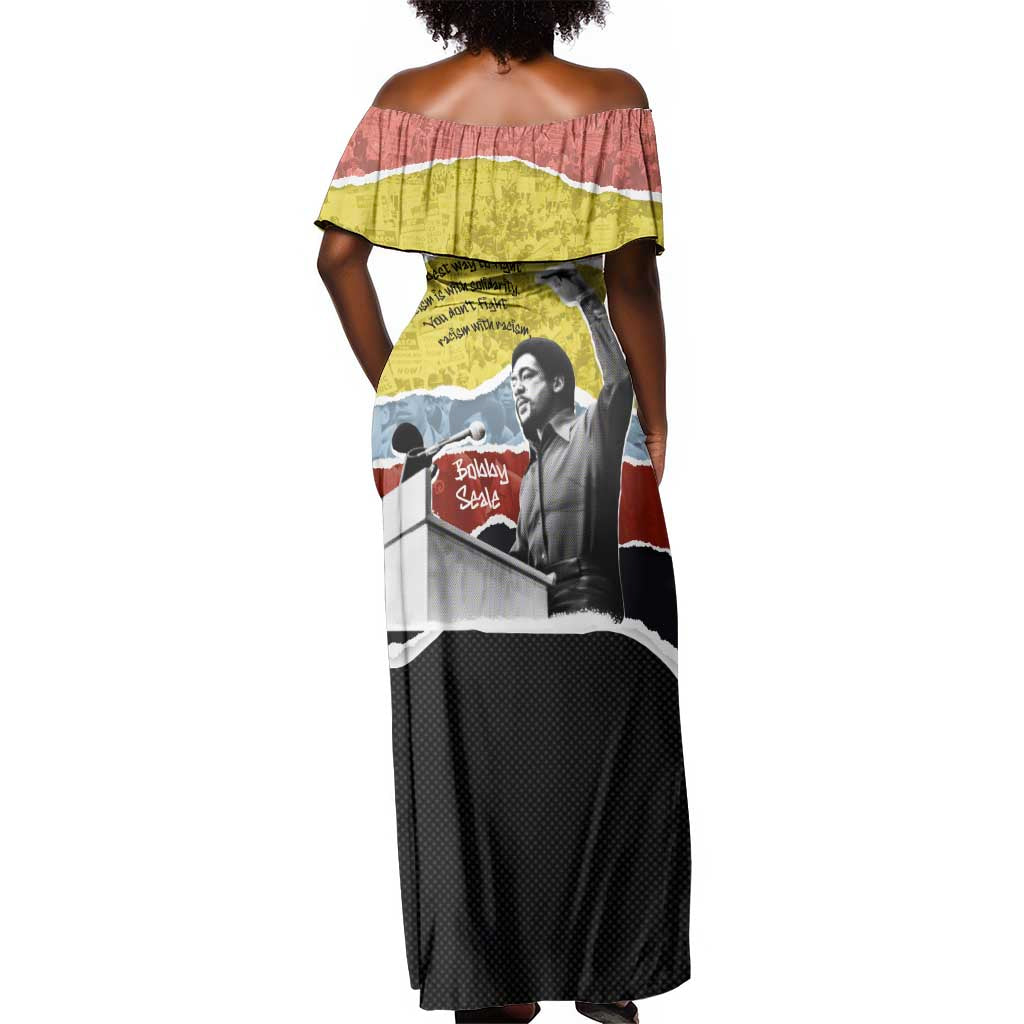 Bobby Seale Off Shoulder Maxi Dress Torn Paper Collage Design Solidarity Quote Powerful Speech Artwork Civil Rights - African Pride