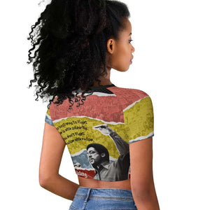 Bobby Seale Raglan Cropped T shirt Torn Paper Collage Design Solidarity Quote Powerful Speech Artwork Civil Rights - African Pride