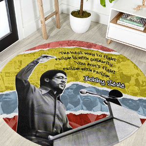 Bobby Seale Round Carpet Torn Paper Collage Design Solidarity Quote Powerful Speech Artwork Civil Rights - African Pride