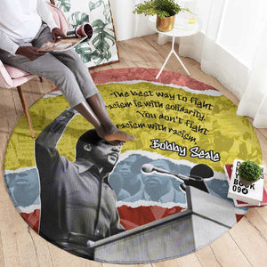 Bobby Seale Round Carpet Torn Paper Collage Design Solidarity Quote Powerful Speech Artwork Civil Rights - African Pride