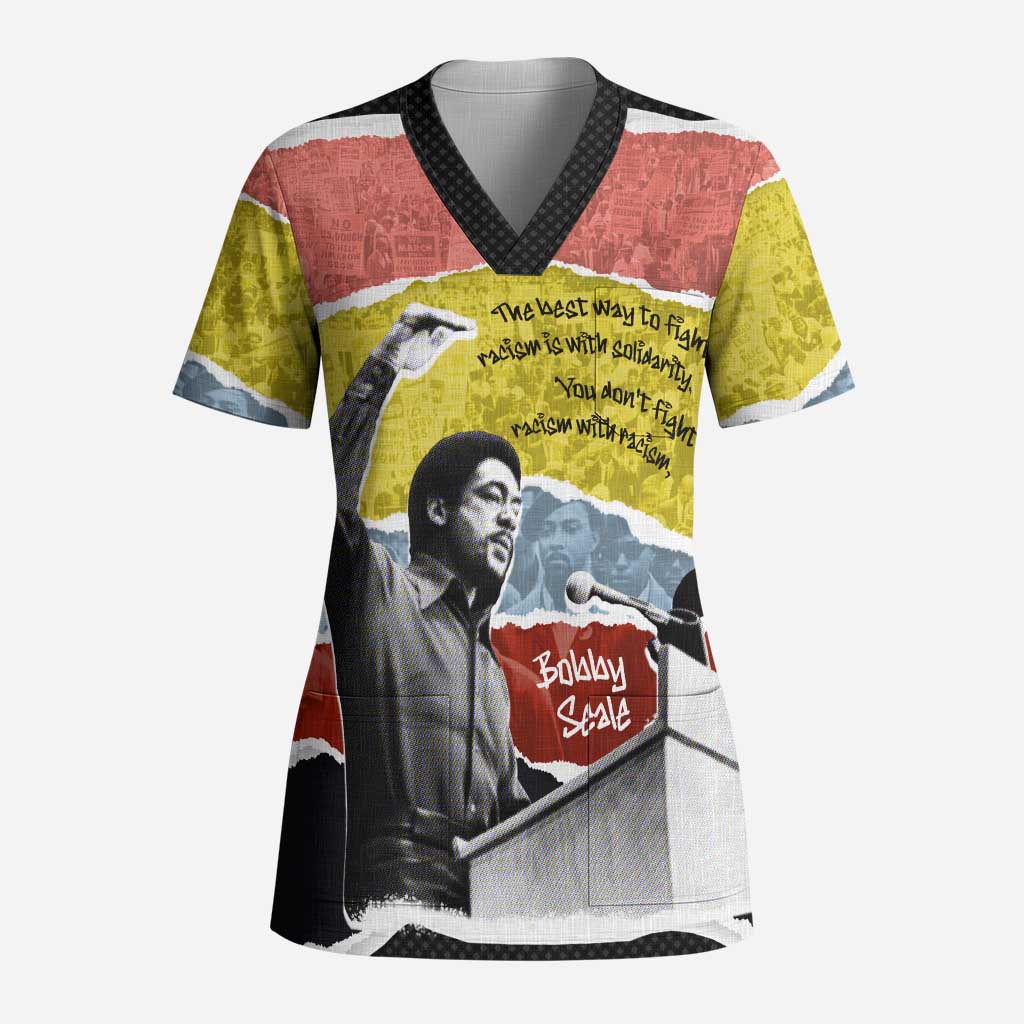 Bobby Seale Scrub Top Torn Paper Collage Design Solidarity Quote ...