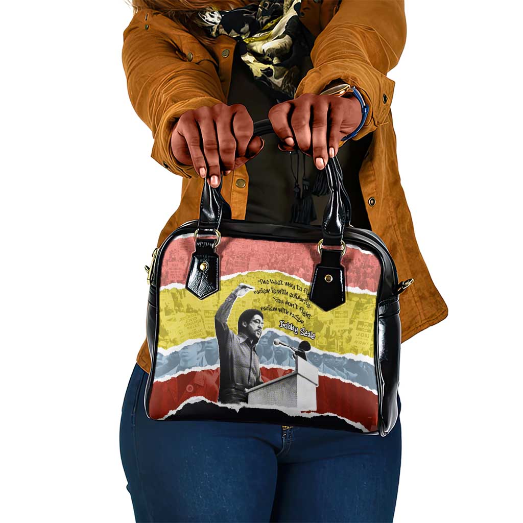 Bobby Seale Shoulder Handbag Torn Paper Collage Design Solidarity Quote Powerful Speech Artwork Civil Rights - African Pride