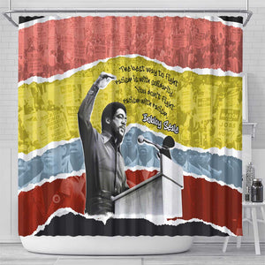 Bobby Seale Shower Curtain Torn Paper Collage Design Solidarity Quote Powerful Speech Artwork Civil Rights - African Pride