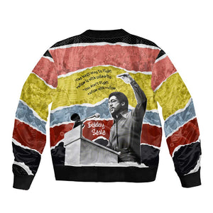 Bobby Seale Sleeve Zip Bomber Jacket Torn Paper Collage Design Solidarity Quote Powerful Speech Artwork Civil Rights - African Pride