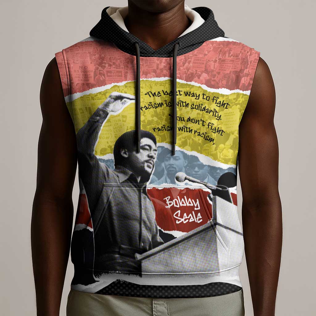 Bobby Seale Sleeveless Hoodie Torn Paper Collage Design Solidarity Quote Powerful Speech Artwork Civil Rights - African Pride