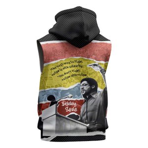 Bobby Seale Sleeveless Zip Hoodie Torn Paper Collage Design Solidarity Quote Powerful Speech Artwork Civil Rights - African Pride