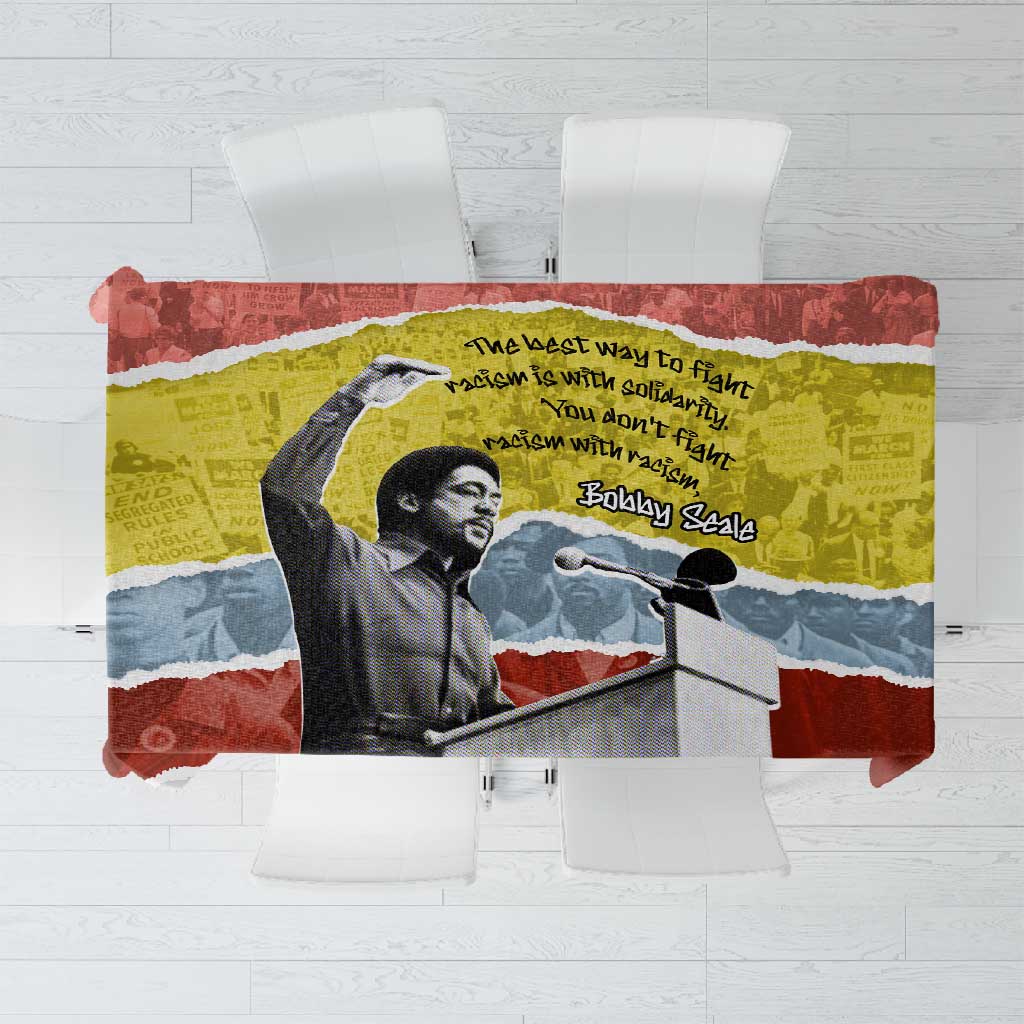 Bobby Seale Tablecloth Torn Paper Collage Design Solidarity Quote Powerful Speech Artwork Civil Rights - African Pride