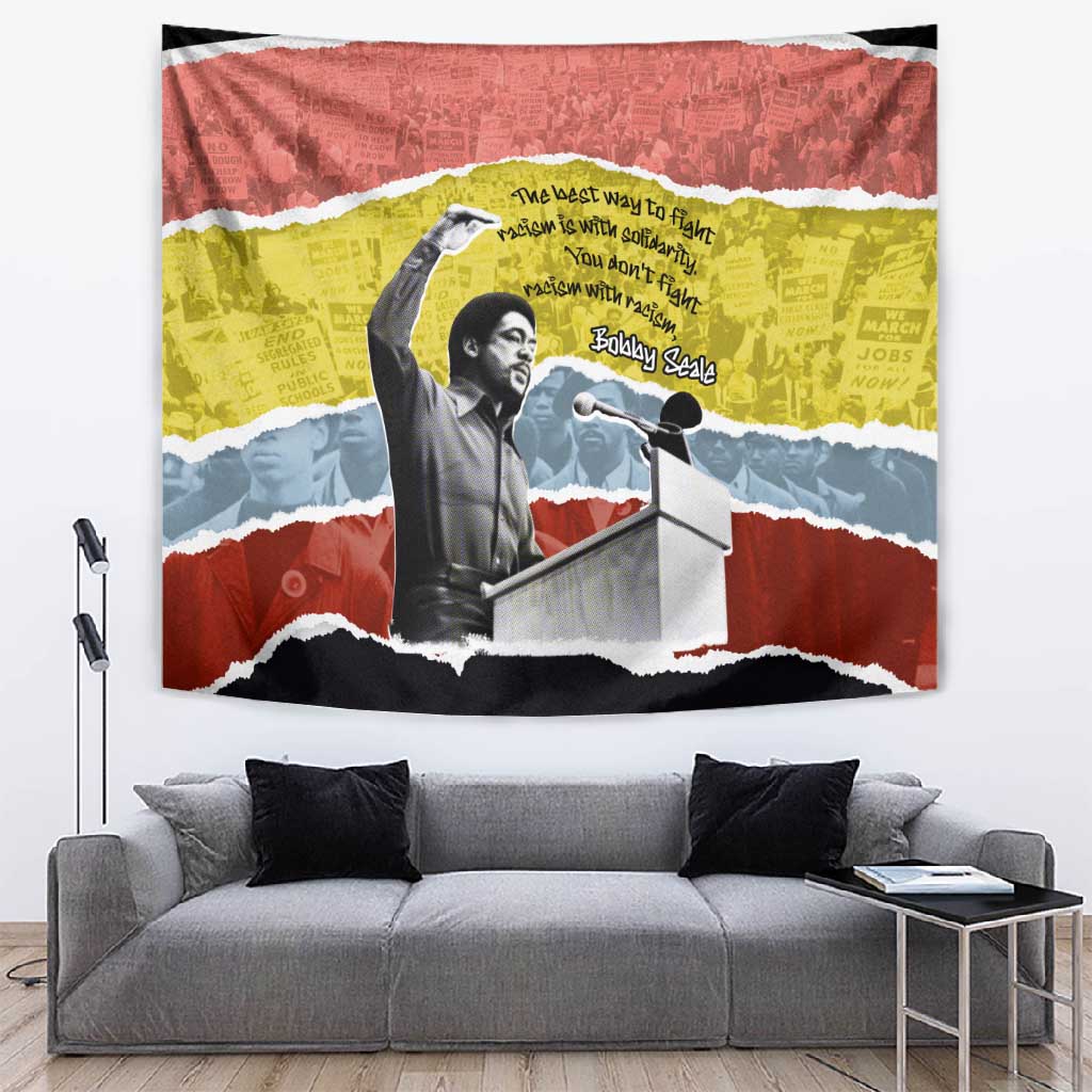 Bobby Seale Tapestry Torn Paper Collage Design Solidarity Quote Powerful Speech Artwork Civil Rights - African Pride