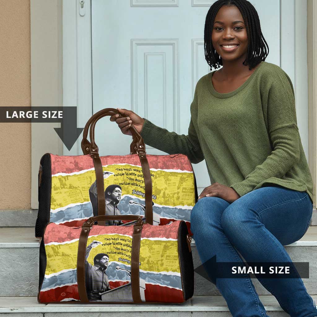 Bobby Seale Travel Bag Torn Paper Collage Design Solidarity Quote Powerful Speech Artwork Civil Rights - African Pride