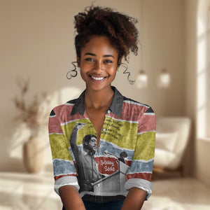 Bobby Seale Women Casual Shirt Torn Paper Collage Design Solidarity Quote Powerful Speech Artwork Civil Rights - African Pride