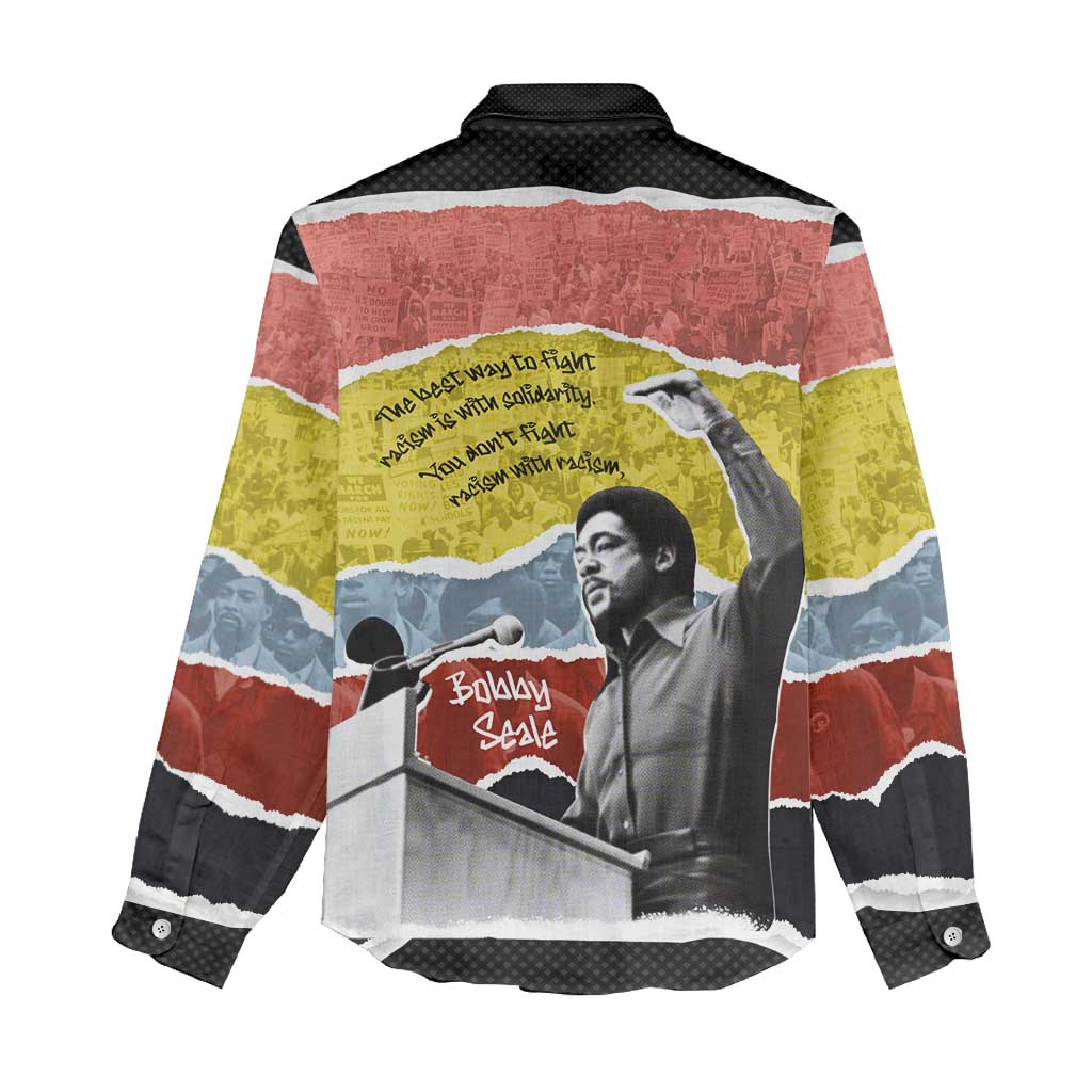 Bobby Seale Women Casual Shirt Torn Paper Collage Design Solidarity Quote Powerful Speech Artwork Civil Rights - African Pride