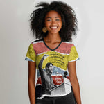 Bobby Seale Women V-Neck T-Shirt Torn Paper Collage Design Solidarity Quote Powerful Speech Artwork Civil Rights - African Pride