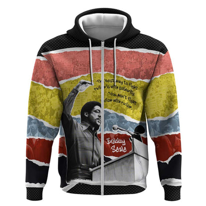 Bobby Seale Zip Hoodie Torn Paper Collage Design Solidarity Quote Powerful Speech Artwork Civil Rights - African Pride