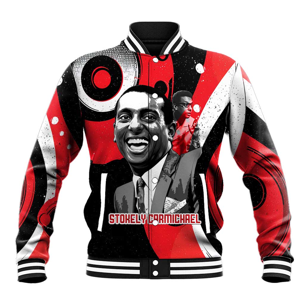Stokely Carmichael Baseball Jacket Abstract Design Black Power Text Civil Rights Activist - African Pride
