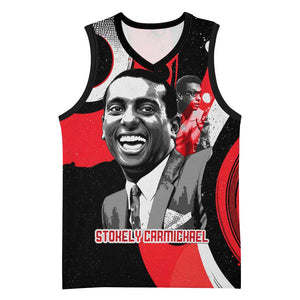 Stokely Carmichael Basketball Jersey Abstract Design Black Power Text Civil Rights Activist - African Pride