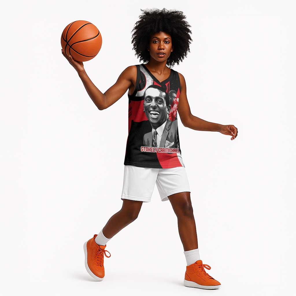 Stokely Carmichael Basketball Jersey Abstract Design Black Power Text Civil Rights Activist - African Pride