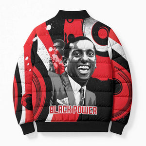 Stokely Carmichael Bomber Puffer Jacket Abstract Design Black Power Text Civil Rights Activist - African Pride