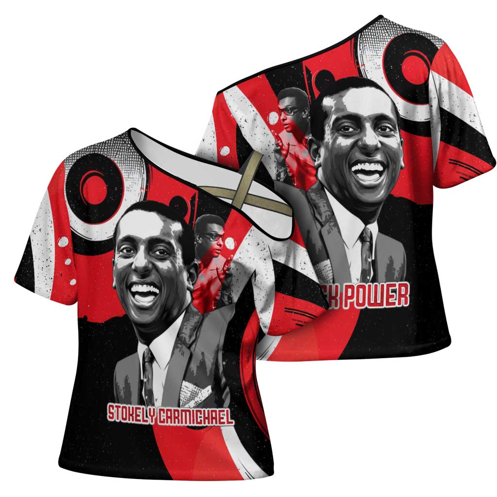 Stokely Carmichael Cross Shoulder Shirt Abstract Design Black Power Text Civil Rights Activist - African Pride