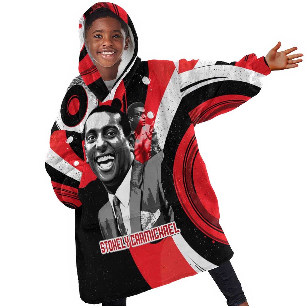 Stokely Carmichael Kid Wearable Blanket Hoodie Abstract Design Black Power Text Civil Rights Activist - African Pride