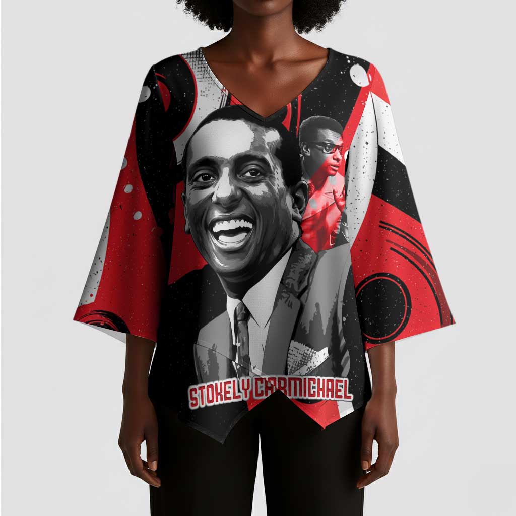 Stokely Carmichael Kimono Sleeve Blouse Abstract Design Black Power Text Civil Rights Activist - African Pride