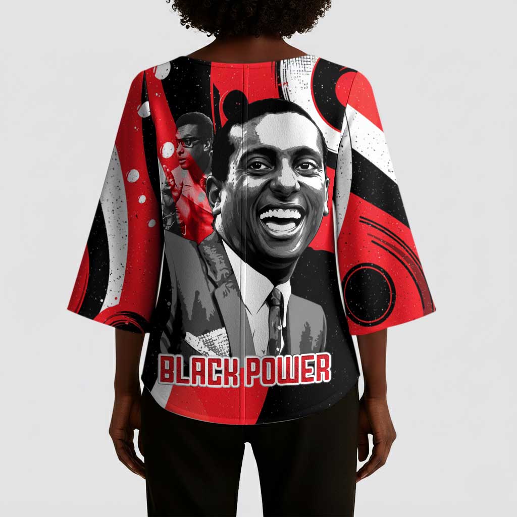 Stokely Carmichael Kimono Sleeve Blouse Abstract Design Black Power Text Civil Rights Activist - African Pride