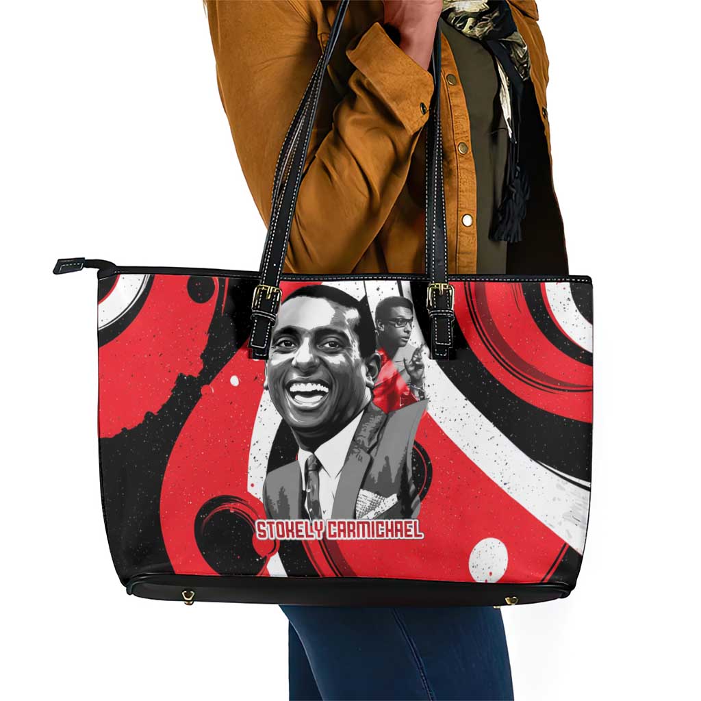 Stokely Carmichael Leather Tote Bag Abstract Design Black Power Text Civil Rights Activist - African Pride