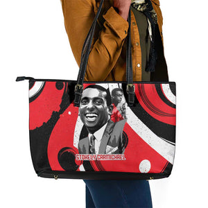 Stokely Carmichael Leather Tote Bag Abstract Design Black Power Text Civil Rights Activist - African Pride