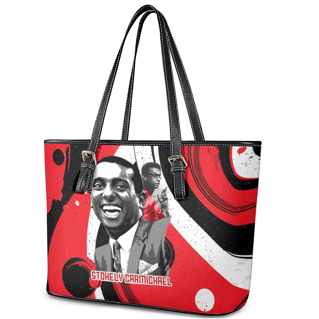 Stokely Carmichael Leather Tote Bag Abstract Design Black Power Text Civil Rights Activist - African Pride
