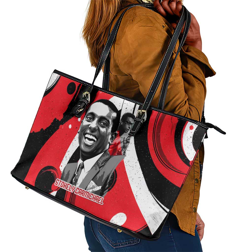Stokely Carmichael Leather Tote Bag Abstract Design Black Power Text Civil Rights Activist - African Pride