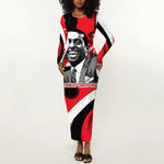 Stokely Carmichael Long Sleeve Bodycon Dress Abstract Design Black Power Text Civil Rights Activist - African Pride