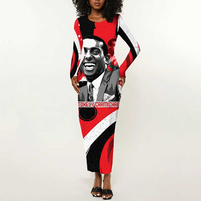 Stokely Carmichael Long Sleeve Bodycon Dress Abstract Design Black Power Text Civil Rights Activist - African Pride