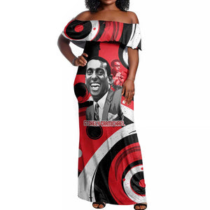 Stokely Carmichael Off Shoulder Maxi Dress Abstract Design Black Power Text Civil Rights Activist - African Pride