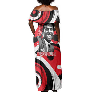 Stokely Carmichael Off Shoulder Maxi Dress Abstract Design Black Power Text Civil Rights Activist - African Pride